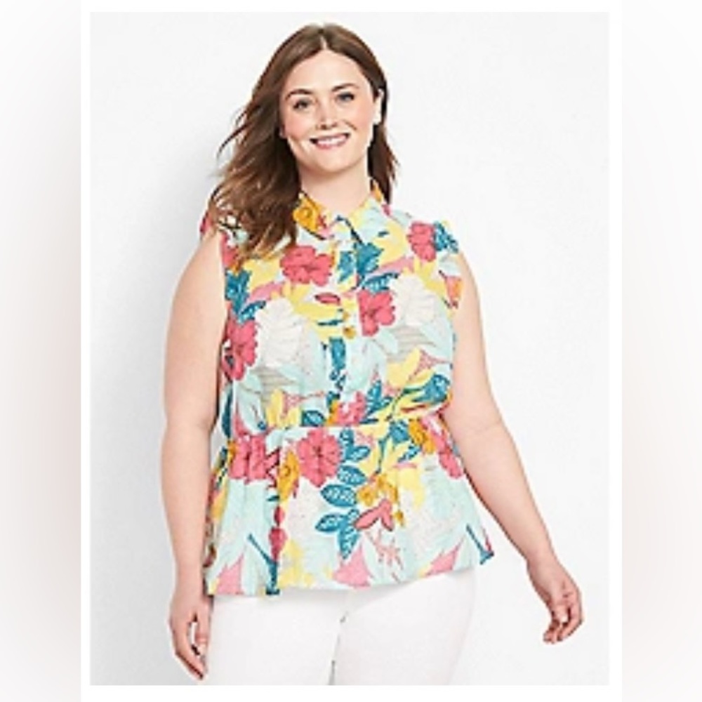 Lane Bryant Seeveless Button Down Peplum